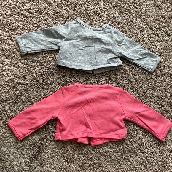 Carter’s Set of 2 Grey and Coral/Pink Long Sleeve Cardigan - Picture 2 of 2